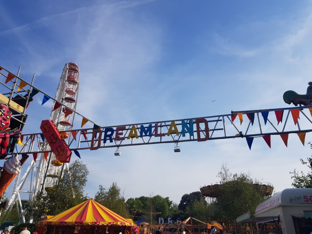 A colourful sign for Dreamland in Margate.
