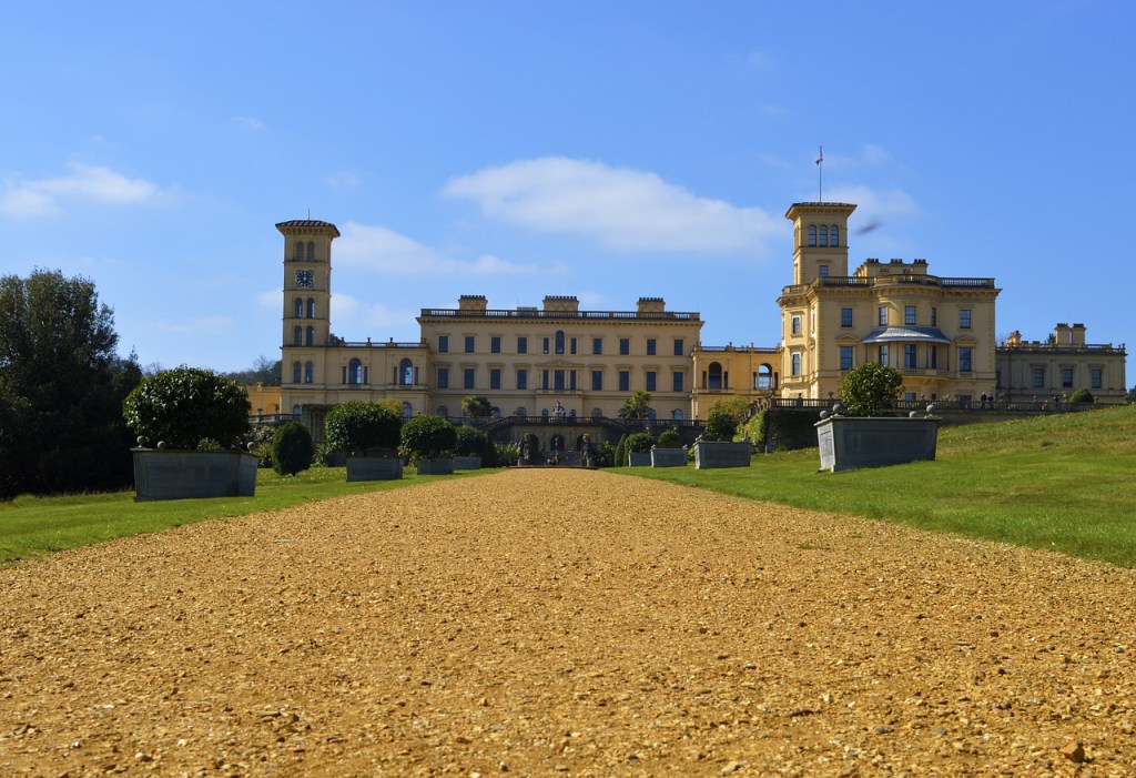 A large stone house built for Queen Victoria on the Isle of Wight