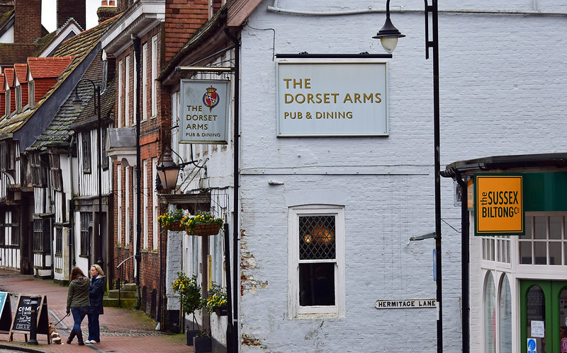 A row of historic shops in East Grinstead.