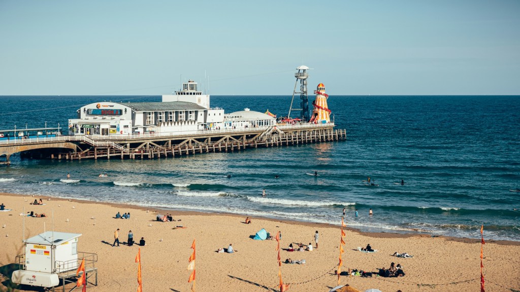 Bournemouth beach with the pier in the distance.