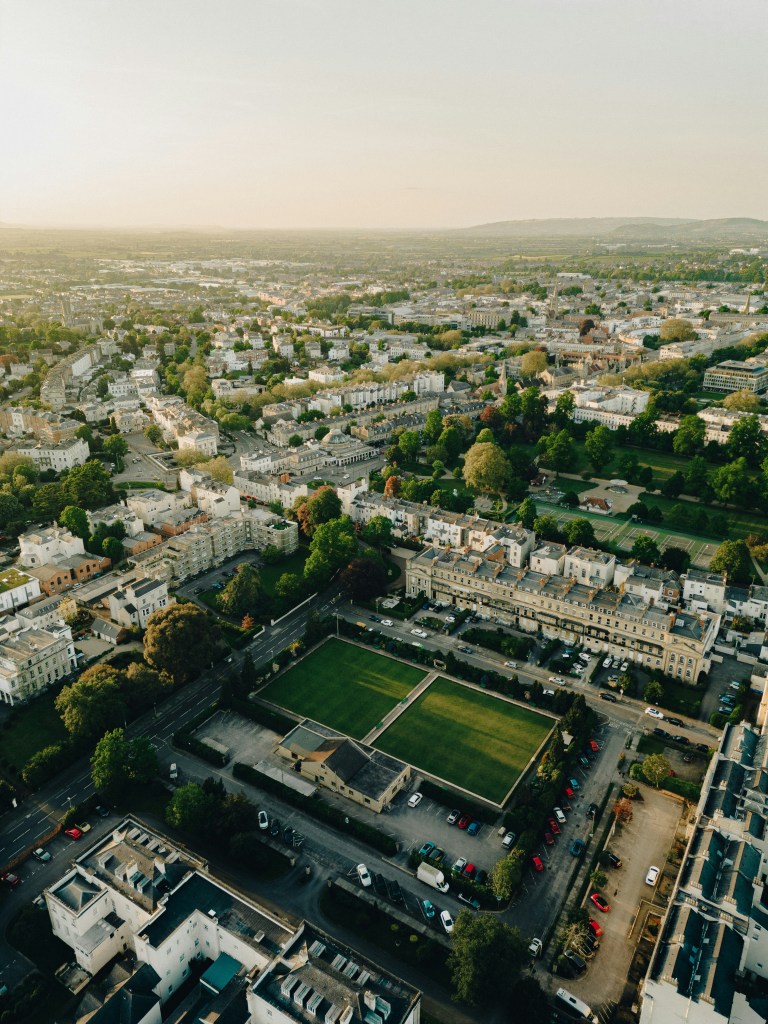 An aerial view of Cheltenham